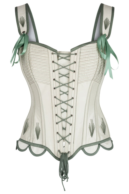 Willow Whisper Embroidered Overbust Corset with Shoulder Straps