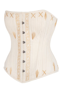 Beige Overbust Corset with Decorative Flossing