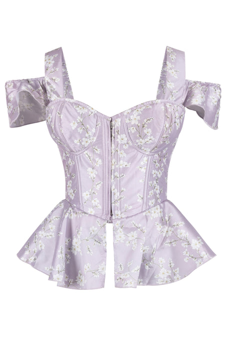Lilac Blossom Off-Shoulder Peplum Corset Top