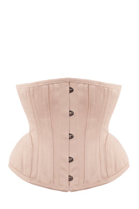 Underbust Waist Trainer In Pinky Beige Cotton Twill- Curved Hem And Hip Panels