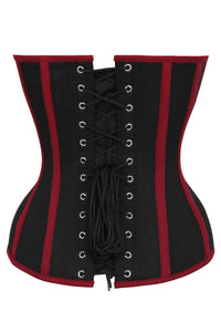 Single Layer Black and Burgundy Overbust Corset