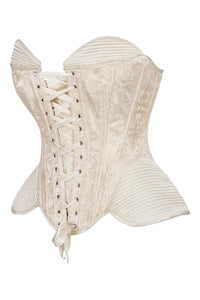 Ivory Baroque Brocade Structured Corset with Quilted Hips