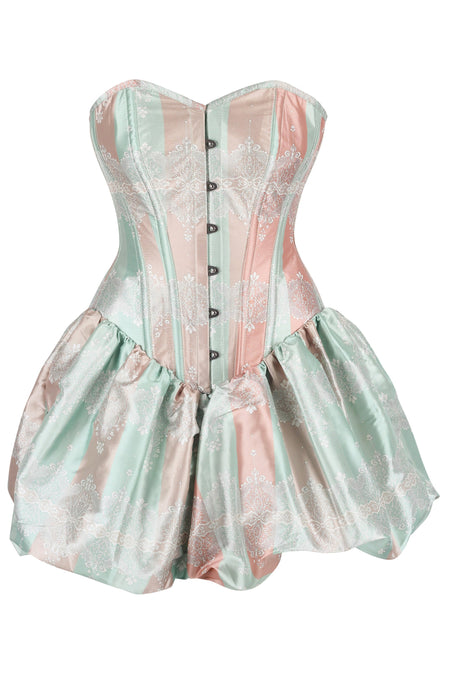 Pastel Dreams Corset Dress with Lace Overlay