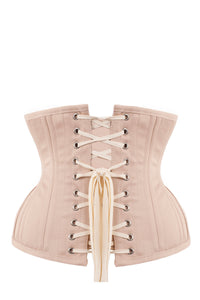 Corset Story EXP007 Underbust Waist Trainer In Pinky Beige Cotton Twill- Curved Hem And Hip Panels